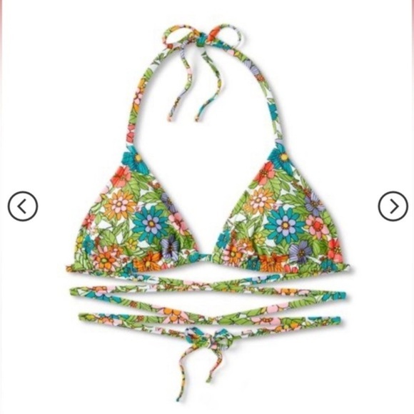 Wild Fable™ Floral Print Women's Triangle Wrap Bikini Top XXS - Picture 6 of 7